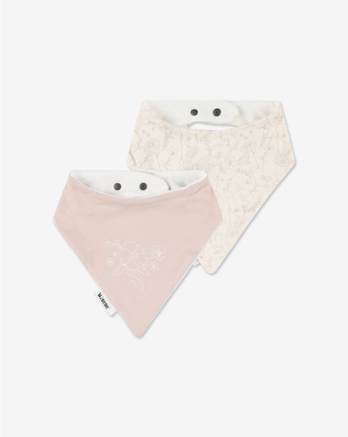 זוג סינרי בנדנה לתינוק ורוד שמנת פרחים